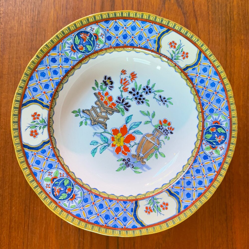 Minton Chinese Garden handpainted floral large soup bowls